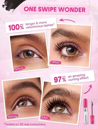 Máscara de Pestañas Sheglam Lashlighter Up & Out Negra Resistente al Agua para Pestañas Largas y Definidas