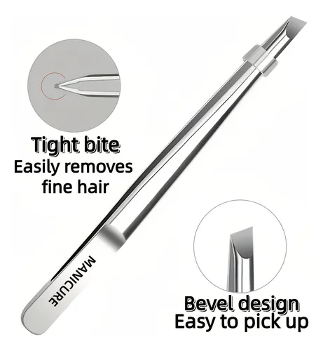 Pinza Depilar Acero Inoxidable Cejas Barba 304mjlogo