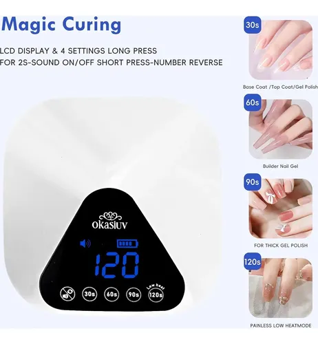 Lámpara De Uñas Led Uv Okasiuv Inalámbrica Con Guantes Uv