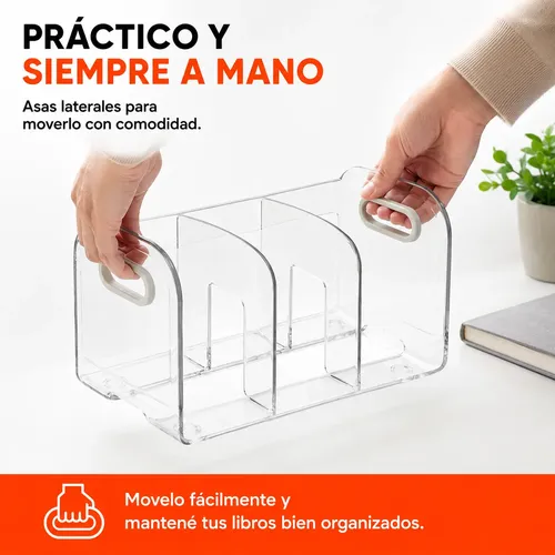 Organizador Acrílico Multiuso Cosméticos, Libro 3 Divisiones