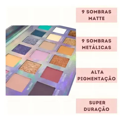 Paleta de Sombras Ruby Rose Cosmo Sound con 18 Tonos Mate y Metálicos