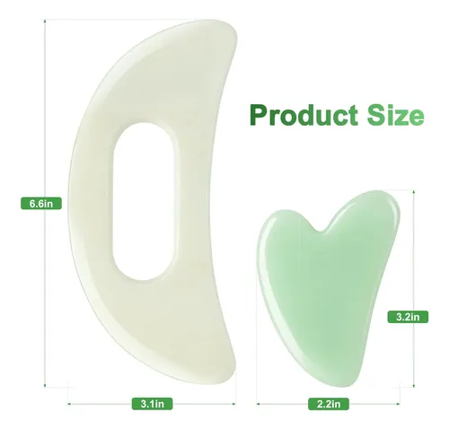 Set Masajeador Gua Sha Airogym Piedra Jade Blanco 2 Unidades