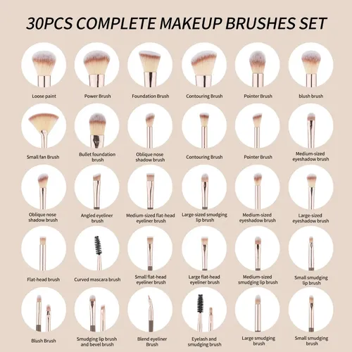 Set 30 Piezas Pinceles Maquillaje Profesional