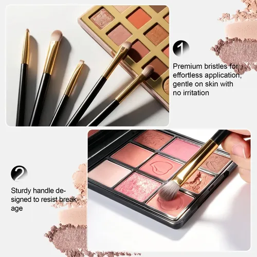 Set 5 Brochas Para Maquillaje De Ojos Acmebeauty Negro