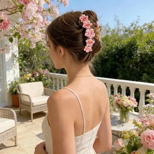 Pinza Para El Pelo Con Forma De Flor De Cerezo Rosa