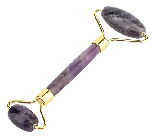 Piedra De Amatista Natural De Doble Cabeza De Jade Roller !