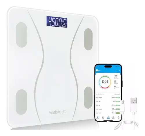 C Assistrust Balanza De Baño Electrónica Inteligente White
