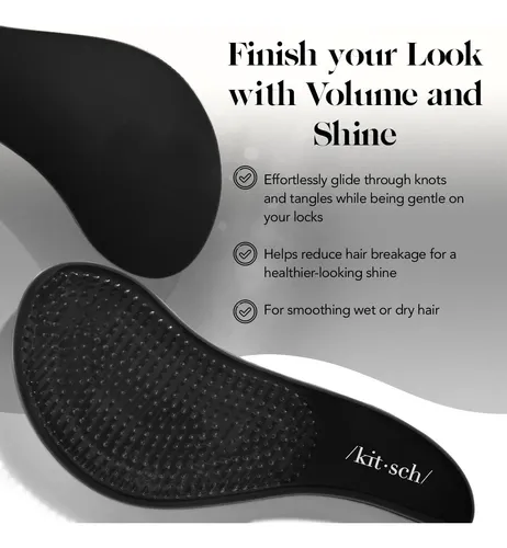 Cepillo Desenredante Kitsch Oblongo Negro Para Todo Cabello