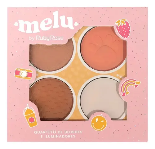 Paleta Cuarteto Rubor E Iluminador Ruby Rose Melu Hb 7532 Tono Del Maquillaje Multicolor