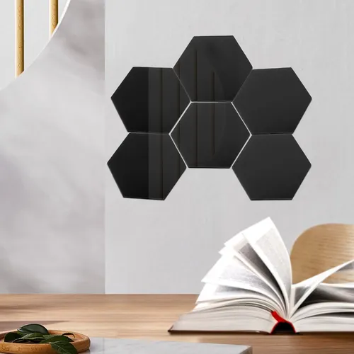 12 Piezas Pegatinas De Espejo Acrílico Hexagonales Autoadhes