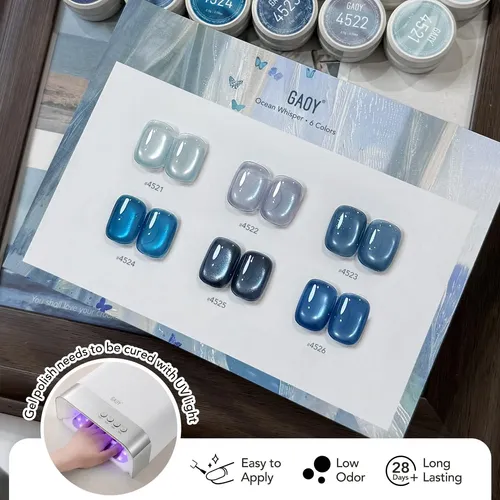 Gel Cat Eye Gaoy Ocean Whisper: 6 Esmaltes Magnéticos Con