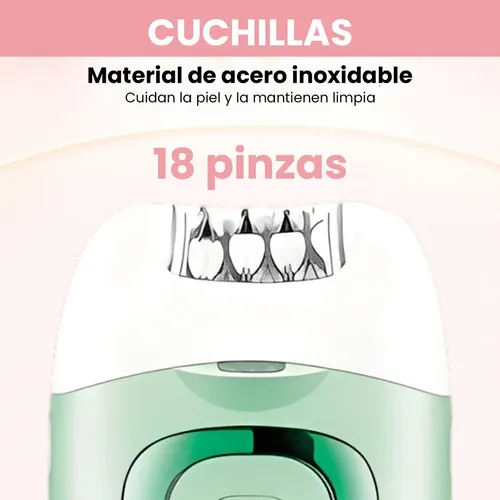 Depiladora Mujer Led Recargable Vgr V-760 18 Pinzas Luz Verde