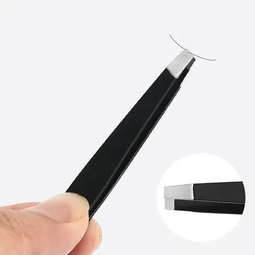 Pinzas De Cejas De Precisión De Acero Inoxidable Negro, 9 Pi
