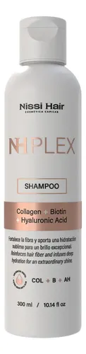 Shampoo Nh Plex Nissi Hair Colágeno Biotina Acido Hialuronico 300ml Formula profesional Cruelty Free y apto para rulos