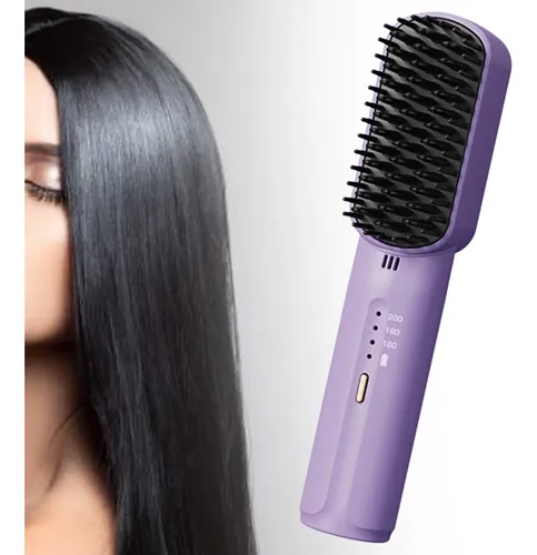 Peine Alisador De Pelo Calentado Con 3 Temperaturas Violeta