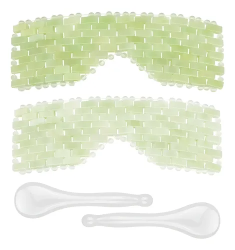 Set 4 Piezas Masajeador Facial Jade Vidrio Verde