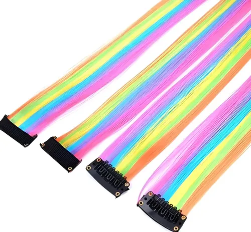 Promo 10 Extensiones De Pelo Arcoiris Cotillon Colores