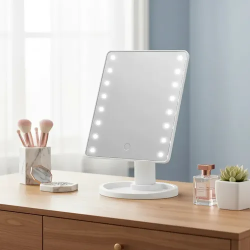 Espejo Led Maquillaje Touch Usb Luz Pie Regulable 360 Tactil