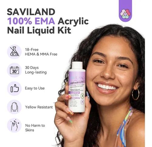 Líquido Monómero Acrílico Saviland 4 Oz Con Brocha #12 Y