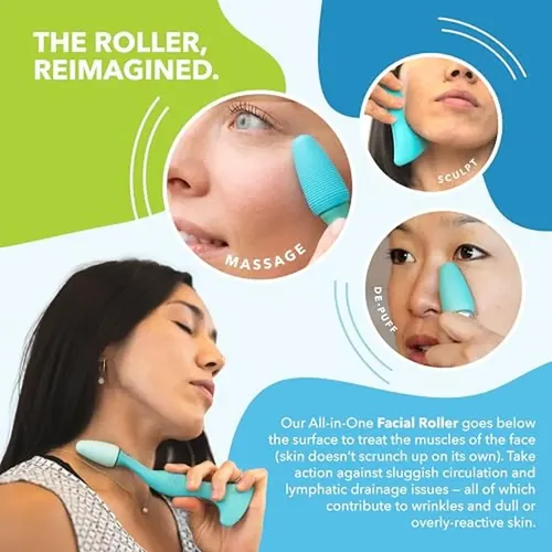 Rodillo Facial Rad, Rodillo De Jade 2 En 1 Y Herramienta Gua