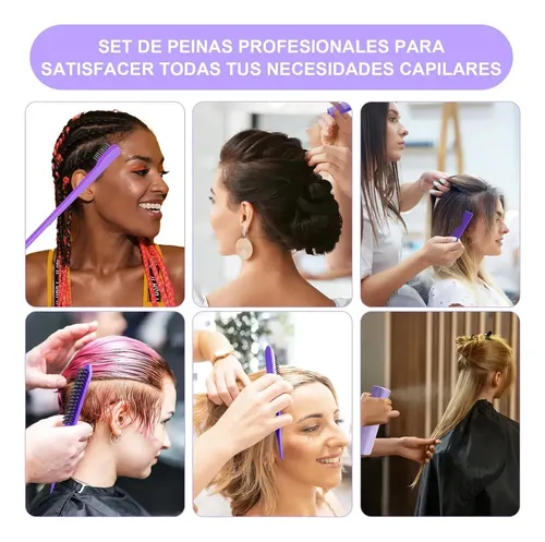 Juego De 4 Peines Para Cabello Con Cepillo De Bordes