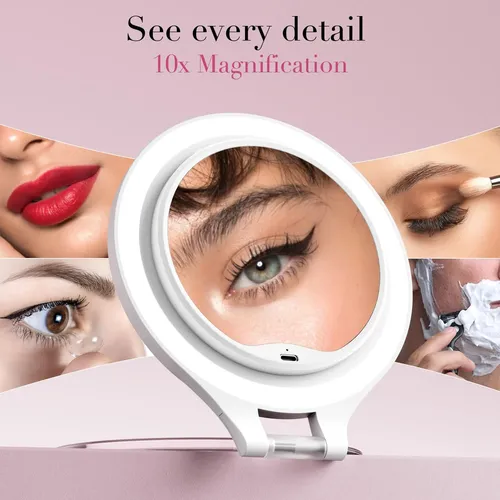 Espejo De Aumento Fascinate 10x/1x Con Luz Recargable 7”