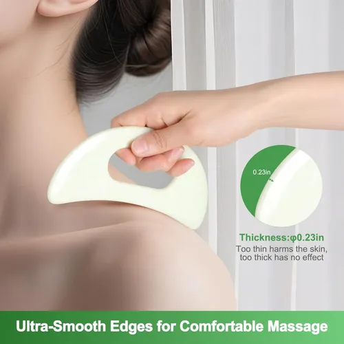 Set Masajeador Gua Sha Airogym Piedra Jade Blanco 2 Unidades