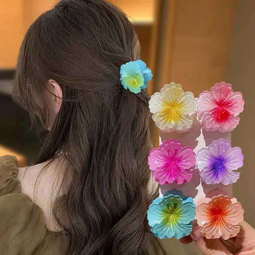 6 Piezas Pinzas De Flor Para Peinados Moda Para Niñas 6pcs
