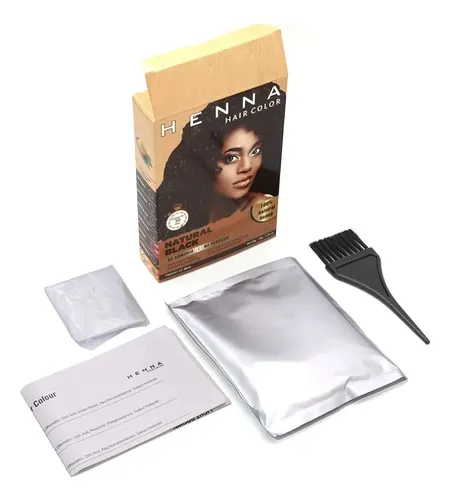 Tinte Semipermanente Negro Natural Con Henna Para El Cabello