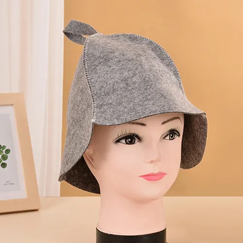 #$sombrero De Fieltro Para Sauna Gorro Para La Cabeza Gris*& Grey 25cmx36cm Figuras De Acción