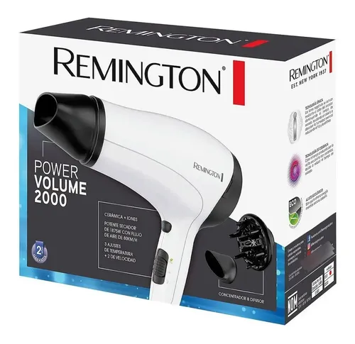 Secador De Cabello Remington Iónico Uso Diario Con Difusor