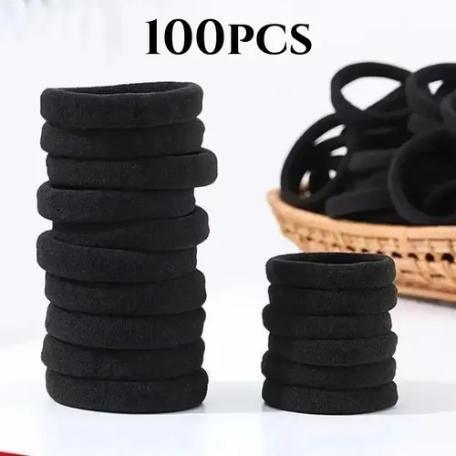 Colitas Elásticas Para Pelo X100 Sin Tirones 100 Black Hair Rings.