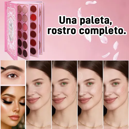 5 En 1 Paleta Sombras, Gloss, Iluminador, Rubor Y Contorno