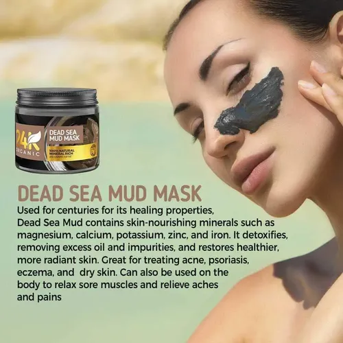 Mascarilla De Arcilla Dead Sea 24k Orgánica 8.8 Oz Con