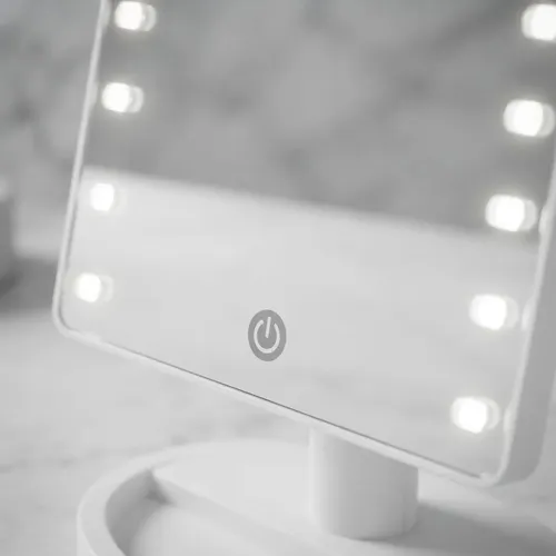 Espejo De Maquillaje Luz Led Rectangular Bateria 16 Luces
