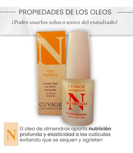 Base Oleo Para Uñas Tratamientos Cuvage X 11 Ml Color Nuritivo Con Oleo De Almendras