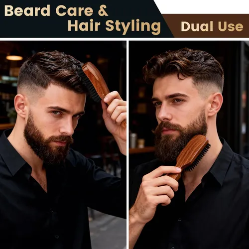 Cepillo Para Barba Y Cabello Suroseate Cerdas De Jabalí