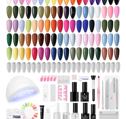 Kit Manicura Gel 35 Colores Uv Tips Base Top Coat
