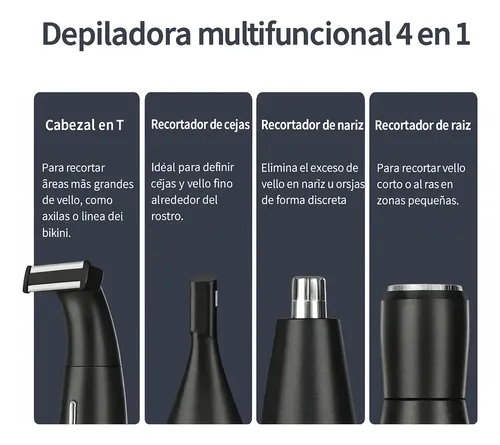Depiladora Eléctrica 2 En 1 Recortadora Bikini Batería Negro