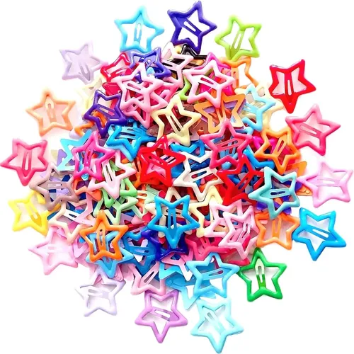 Set De 200 Pinzas De Pelo En Forma De Estrella De Colores