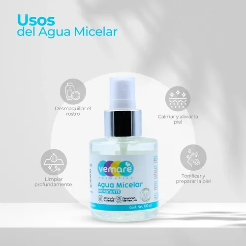 Agua Micelar Limpia, Desmaquilla Y Hidrata Vemare 100ml