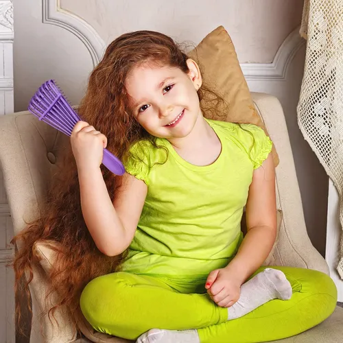 Cepillo De Cabello Para Rizado, 2 Piezas, Azul Y Morado