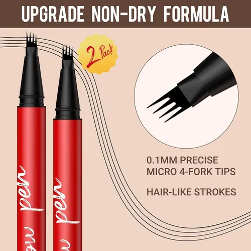 Lápiz De Cejas Vevivia Pack 2 Marrón Oscuro 4 Puntas
