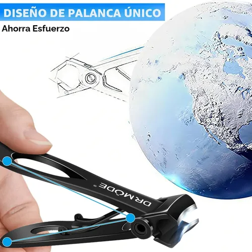 Cortaúñas Grandes Para Hombres 16 Mm Acero Inoxidable Negro