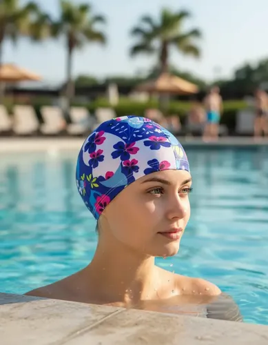 Gorro De Baño De Tela Con Estampados Para Natación Unisex