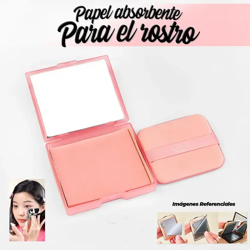 Papel Absorbente Facial con Esponja y Estuche de Karite – Rosa