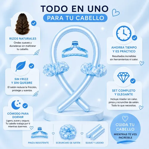 Modelador Buclera De Pelo Sin Calor Antifrizz Onduladora