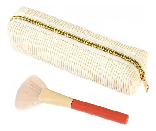 Cartuchera Pequeña Beige De Pana Para Maquillaje Viaje
