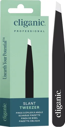 Pinzas Para Cejas Cliganic, Punta Inclinada, Acero Inoxidabl