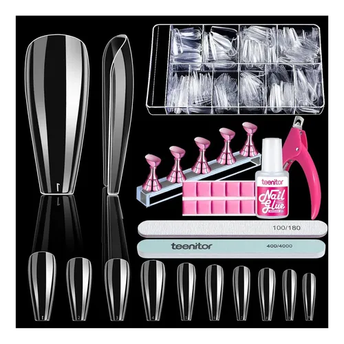 Kit De Uñas Coffin Transparentes Teenitor 600 Piezas